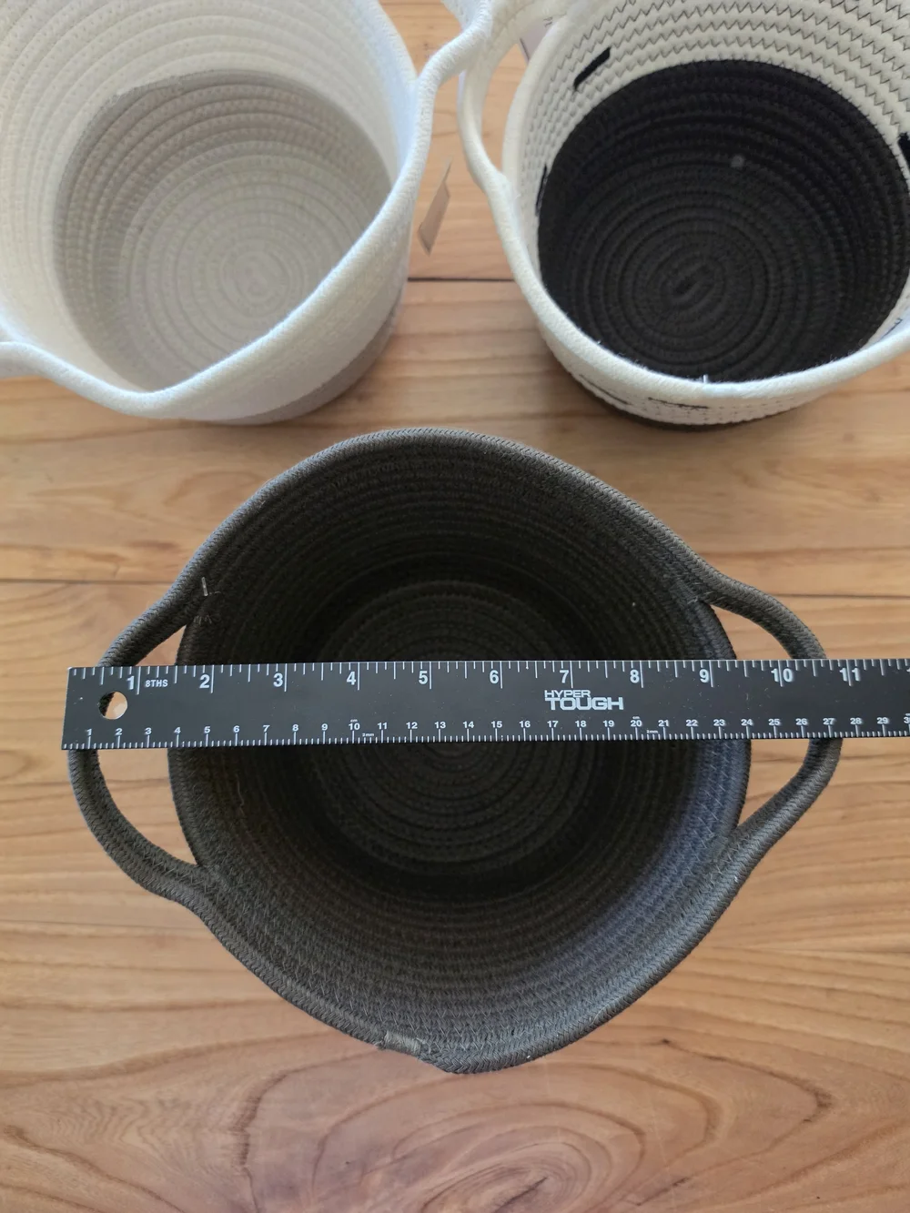 Set of 3 Woven Storage Baskets - Cream, Taupe, Charcoal